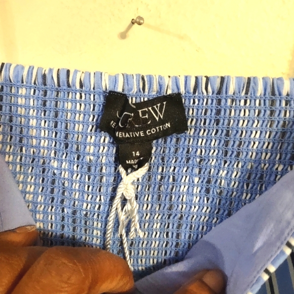 J. Crew A Line Blue and White Striped Maxi Dress with Ruched Bodice - Picture 6 of 7